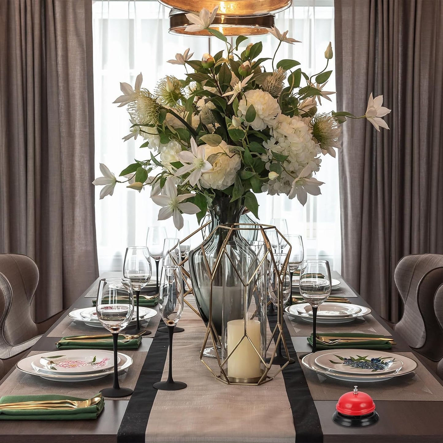 uxcell Desk Service Call Bell, 3.35 Inch Metal Dinner Service Bell Ring for Hotel Restaurant Reception Area and Wedding Party Events, Blue