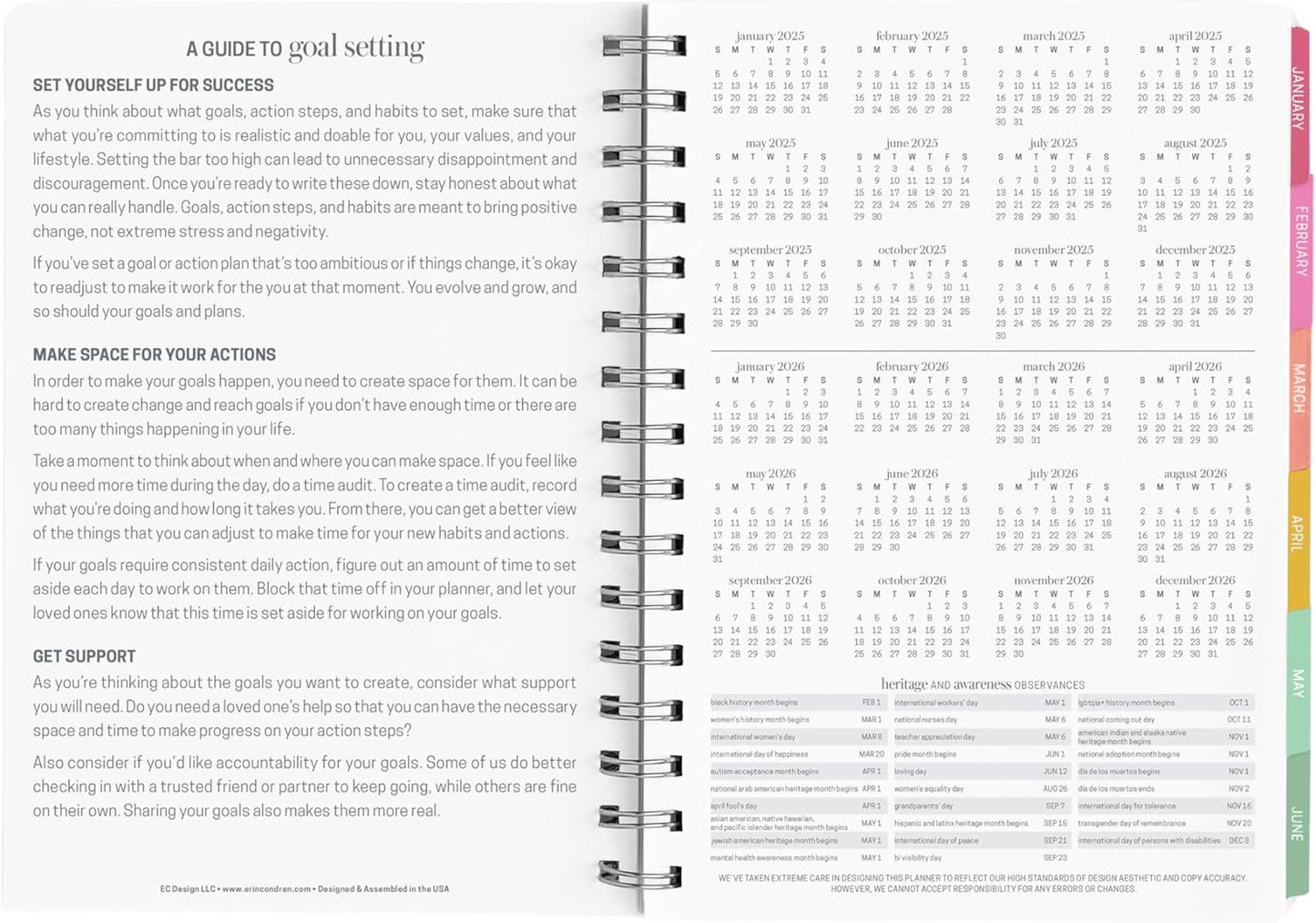 Inspired by Erin Condren A5 Undated Weekly & Daily Planner – 12-Month Spiral Agenda, Non-Dated Monthly Planner with Stickers, Petal Party Design (January 2025 - December 2025)