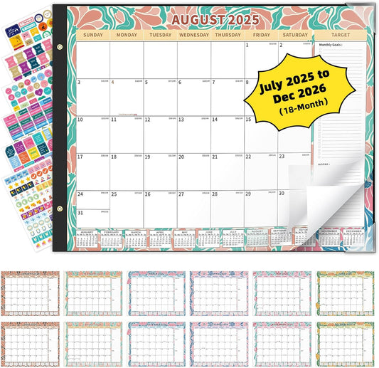 Ospelelf Desk Calendar 2025-2026 Large 22'' x 17'', 2025 Monthly Desktop Calendar, 18 Month Family Calendar, Use July 2025 - Dec 2026