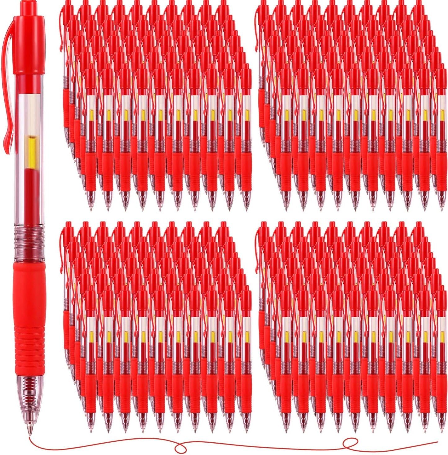 Jetec 500 Pcs Premium Gel Roller Pens Bulk, Fine Point 0.7 mm, Retractable Gel Ink Roller Ball Pens for Writing Journaling Taking Notes Office (Red)