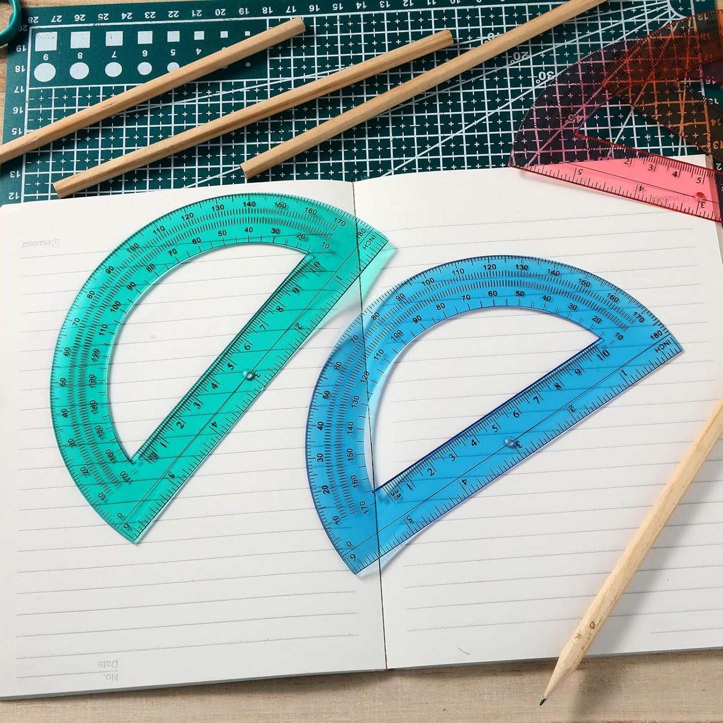 Zonon 36 Pieces Protractors Bulk Plastic 180 Degrees 6 Inch Translucent Protractors for Geometry, Angle Measurement, Students School Supplies