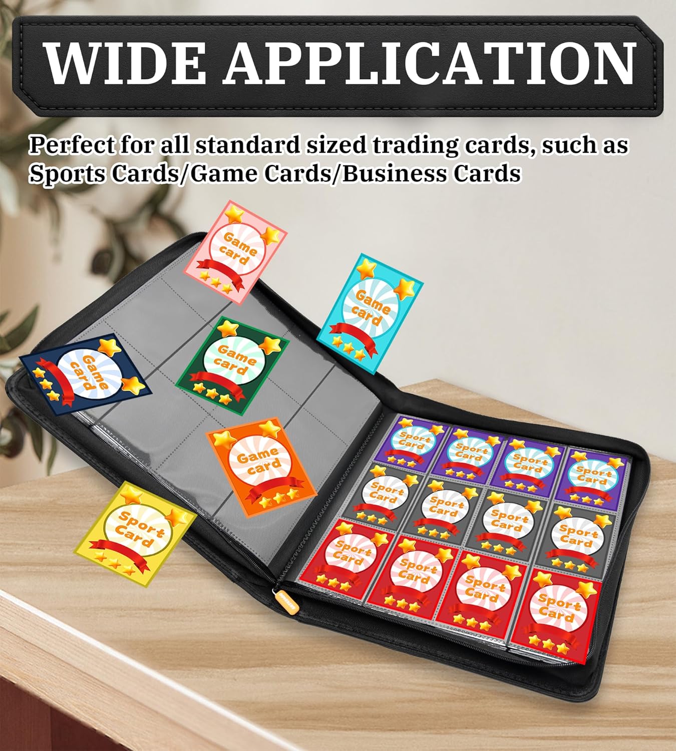 12 Pocket Card Binder, 864 Pockets Side Loading Trading Card Collection Binder, Zipper Ringless Card Holder Album for TCG, Sports, Game Business Cards, Red