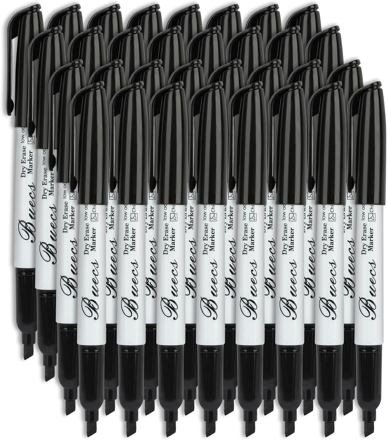 Black Dry Erase Markers, Low-Odor, 108 Count, Chisel tip, Perfect for Writing on Whiteboards, Dry-Erase Boards, Glass, School Office Supplies