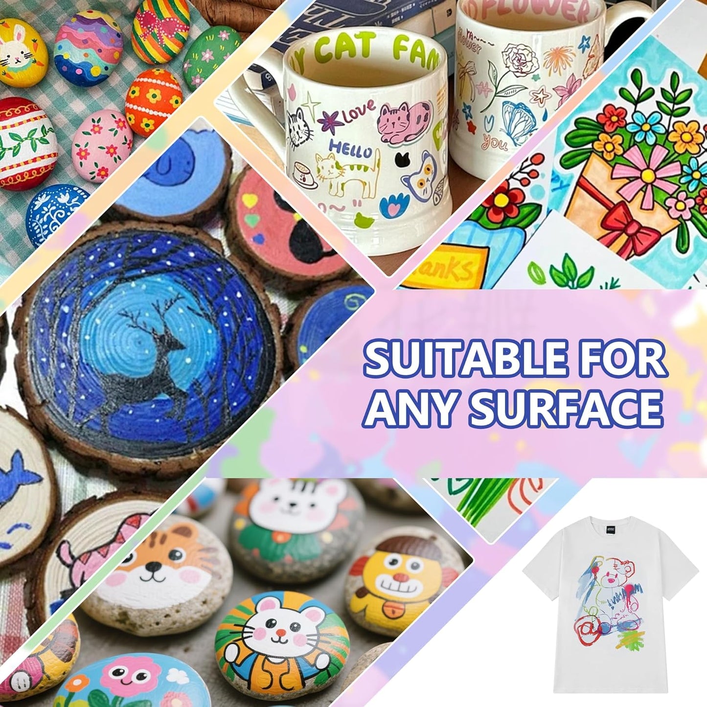 168 Dual Tip Acrylic Paint Markers, Double Color Acrylic Paint Pens for Rock Painting, Ceramic, Stone, Wood, Canvas, Stone, DIY Art Supplies