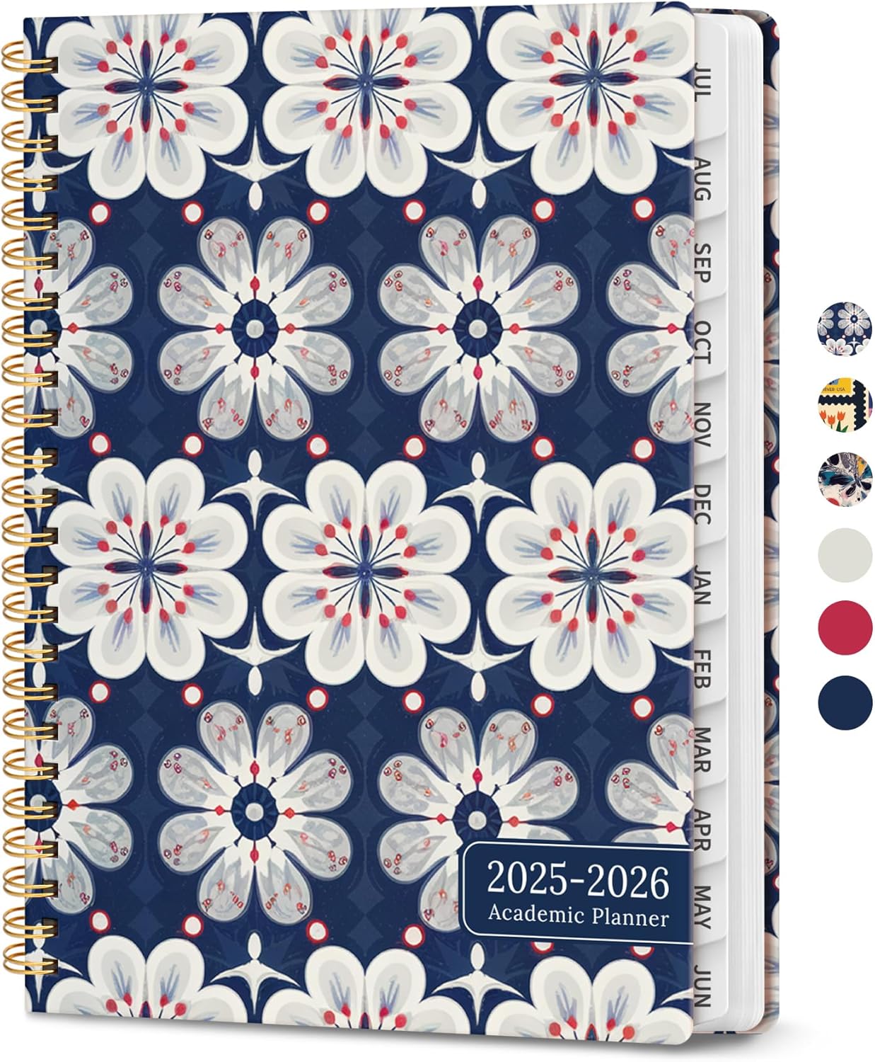 Planner 2025-2026, Academic Year Weekly and Monthly Calender Planner, July 2025 - June 2026, Spiral Bound School Planning Tool, Perfect for Teacher, Student, Women & Men - A5 (6.3" x 8.5"), Navy Bloom