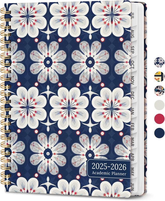 Planner 2025-2026, Academic Year Weekly and Monthly Calender Planner, July 2025 - June 2026, Spiral Bound School Planning Tool, Perfect for Teacher, Student, Women & Men - A5 (6.3" x 8.5"), Navy Bloom