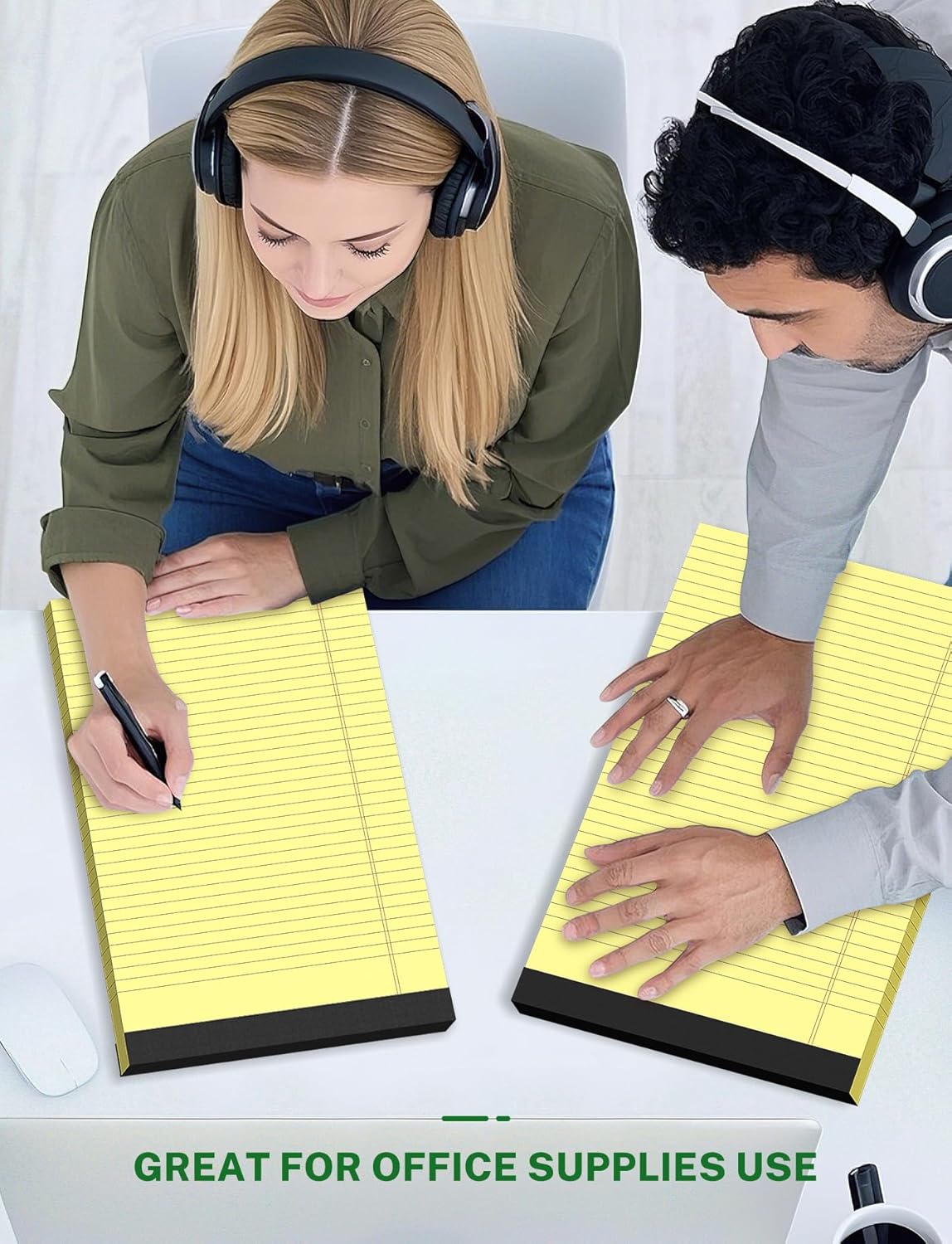 Legal Pads 8.5 x 14, Wide Ruled Legal Pad, Yellow Paper 8.5 x 14, 30 Sheets per Notepad, Large Writing Pad for Office Supplies, College, Micro Perforated Lined Writing Pads, 70 GSM 2 Pieces