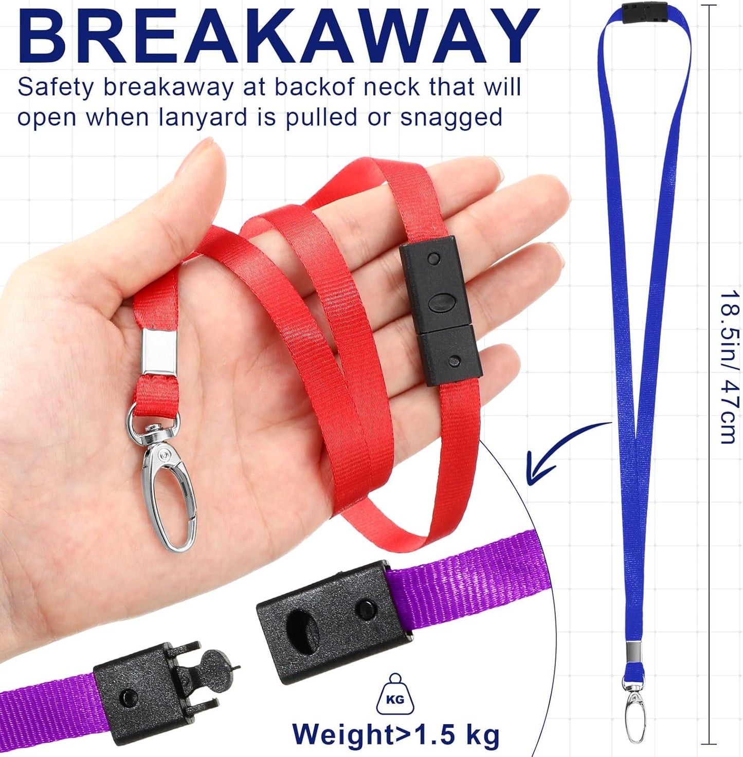 Harloon 150 Pcs Lanyards Breakaway Bulk Neck Flat Lanyard with Detachable Buckle and Clip Swivel Hooks for Badge Holder