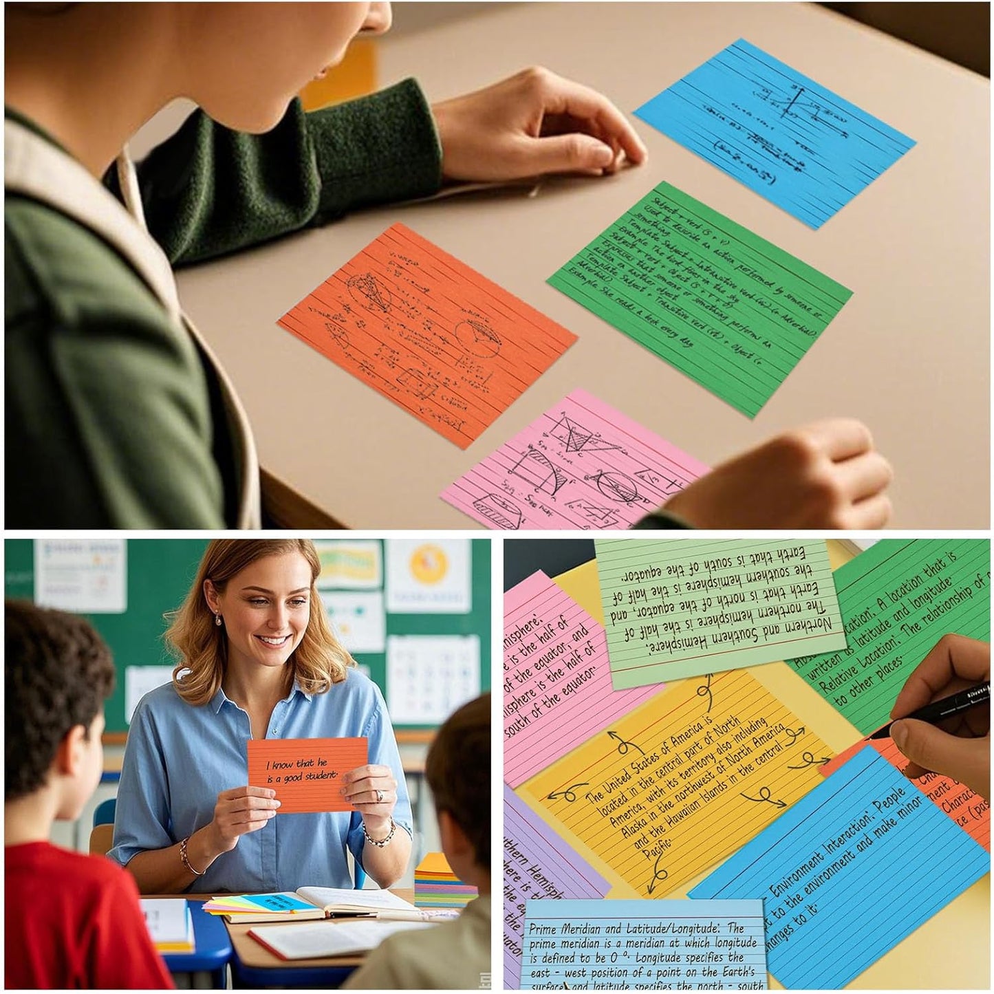 Koogel 180PCS Large Colored Index Cards, 5x8 Inch Lined Index Neon Colored Flash Cards with Both Sides Notecards for Back To School Studying School Classroom Note Taking Recipes Supplies