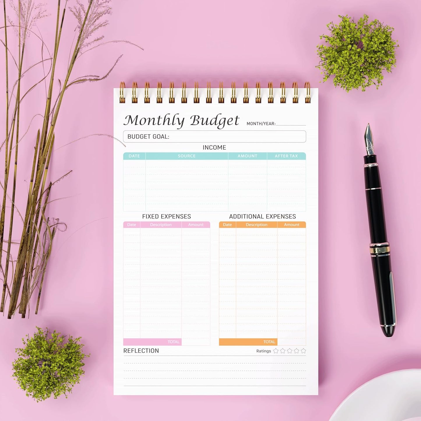 Monthly Budget Planner Notepad - Undated Expense Tracker Notebook. Monthly Budgeting Journal, Finance Planner & Accounts Book to Take Control of Your Money.A5(5.6 x 8.3inchs), 100gsm paper-Pink