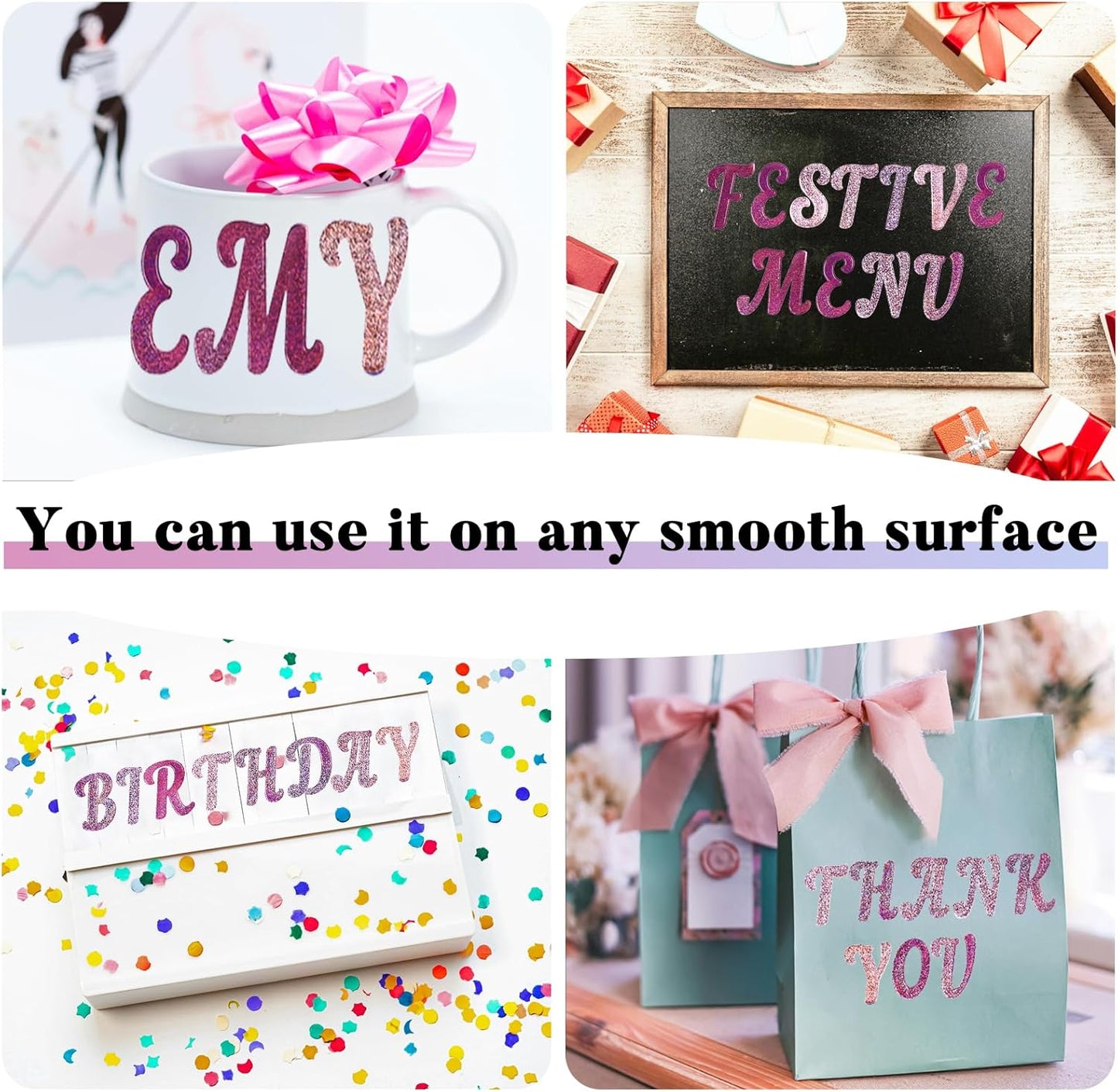 Glitter Letter Stickers, 10 Sheets 2 Inches Self-Adhesive Vinyl Letters Alphabet Sticker Decals for Scrapbook,Door,Mailbox,Bulletins Boards - Pink