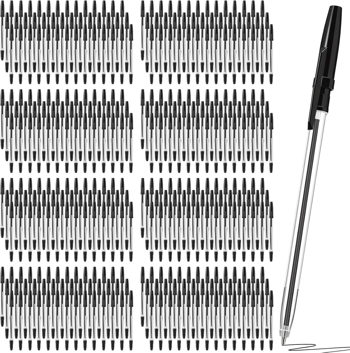 200 Pieces Ballpoint Pens Bulk Black Ink, 1.0mm Medium Point, Bullet Tip Smooth Writing Pens for Office, Business, Server, School Supplies