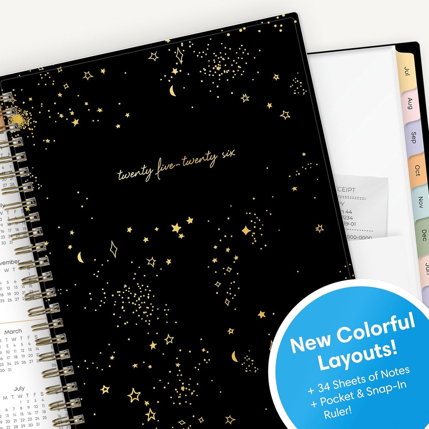 Blue Sky 2025-2026 Weekly and Monthly Academic Year Planner Calendar, July 2025 - June 2026, 5.8" x 8.6", Flexible Cover, Wirebound, Laminated Tabs, Storage Pocket, Gemini