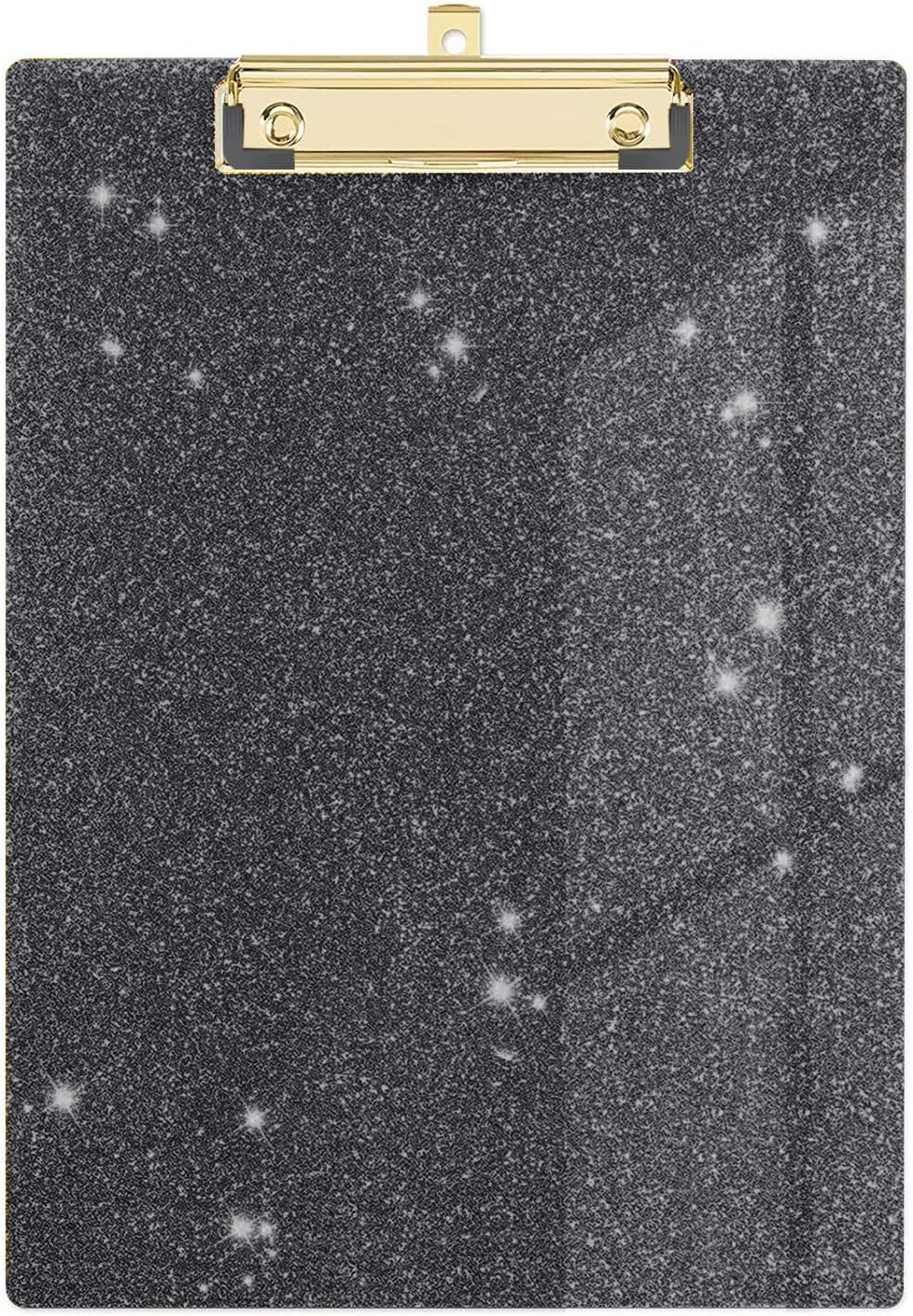 Glitter Acrylic Clipboard Decorative Standard A4 Letter Size 12.2" x 8.7", Fashion Bling Clip Boards with Designed Low Profile Gold Clip for Classroom Office - Black