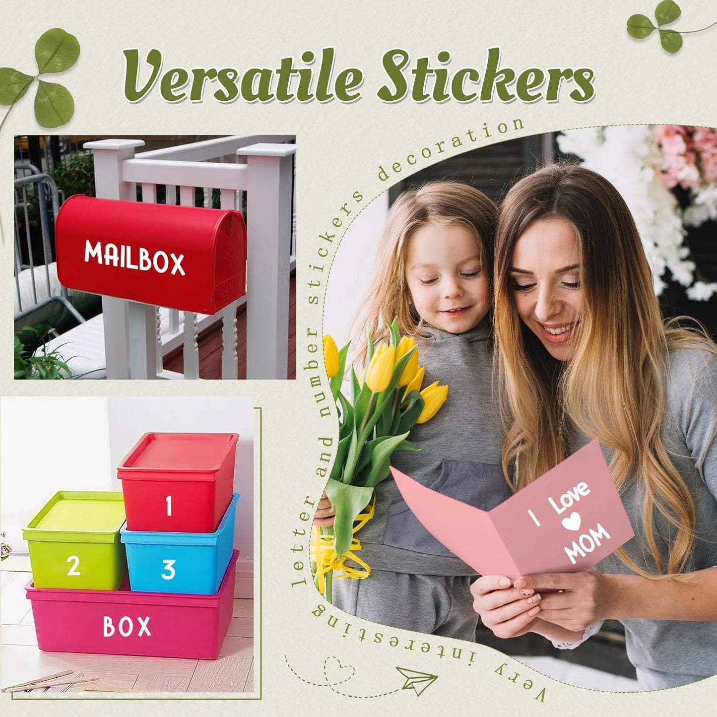 1500Pcs Letter Stickers 20Sheets Alphabet Stickers Vinyl Mailbox Numbers Self Adhesive Waterproof Small Sticker Letters for Water Bottles Sign Scrapbook Classroom Business Address Decor (White,1 Inch)