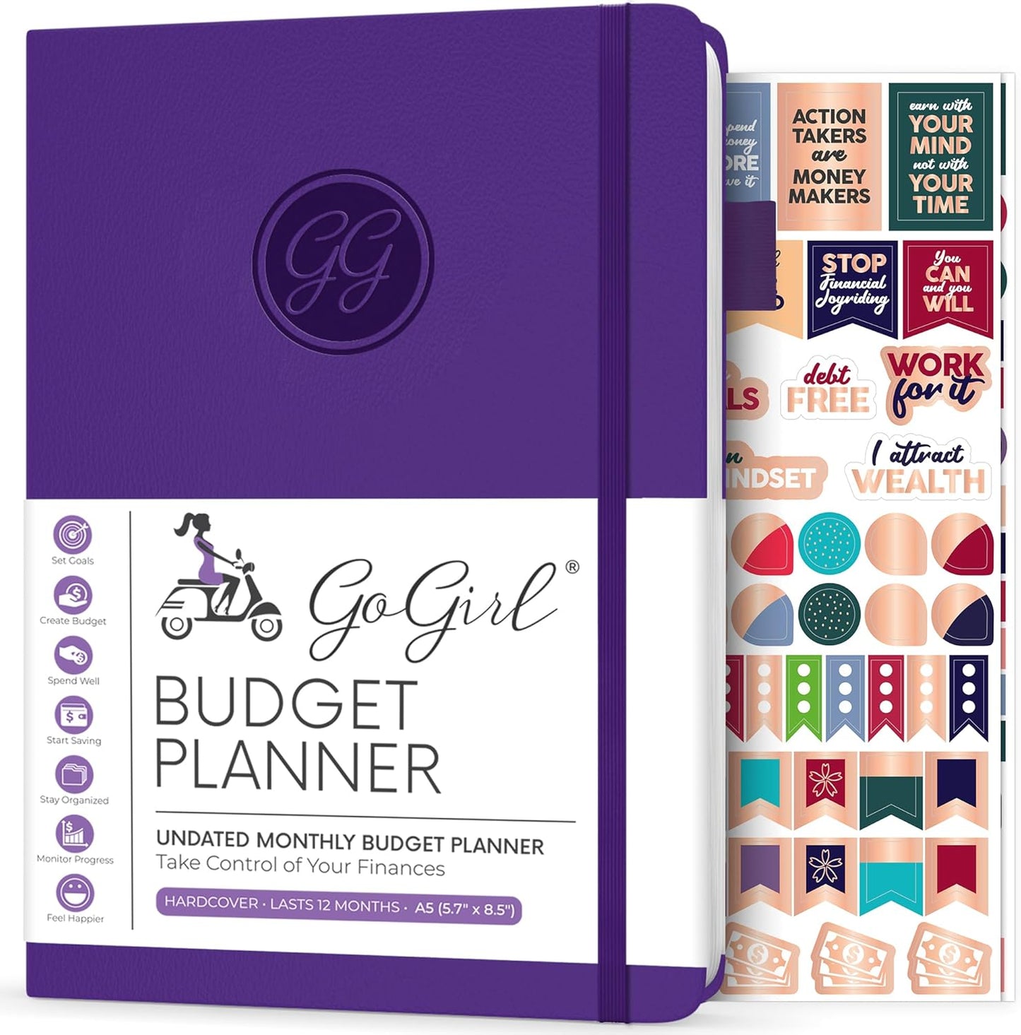 GoGirl Budget Planner – Monthly Financial Planner Organizer Budget Book. Expense Tracker Notebook Journal to Control Money, A5 (Purple)
