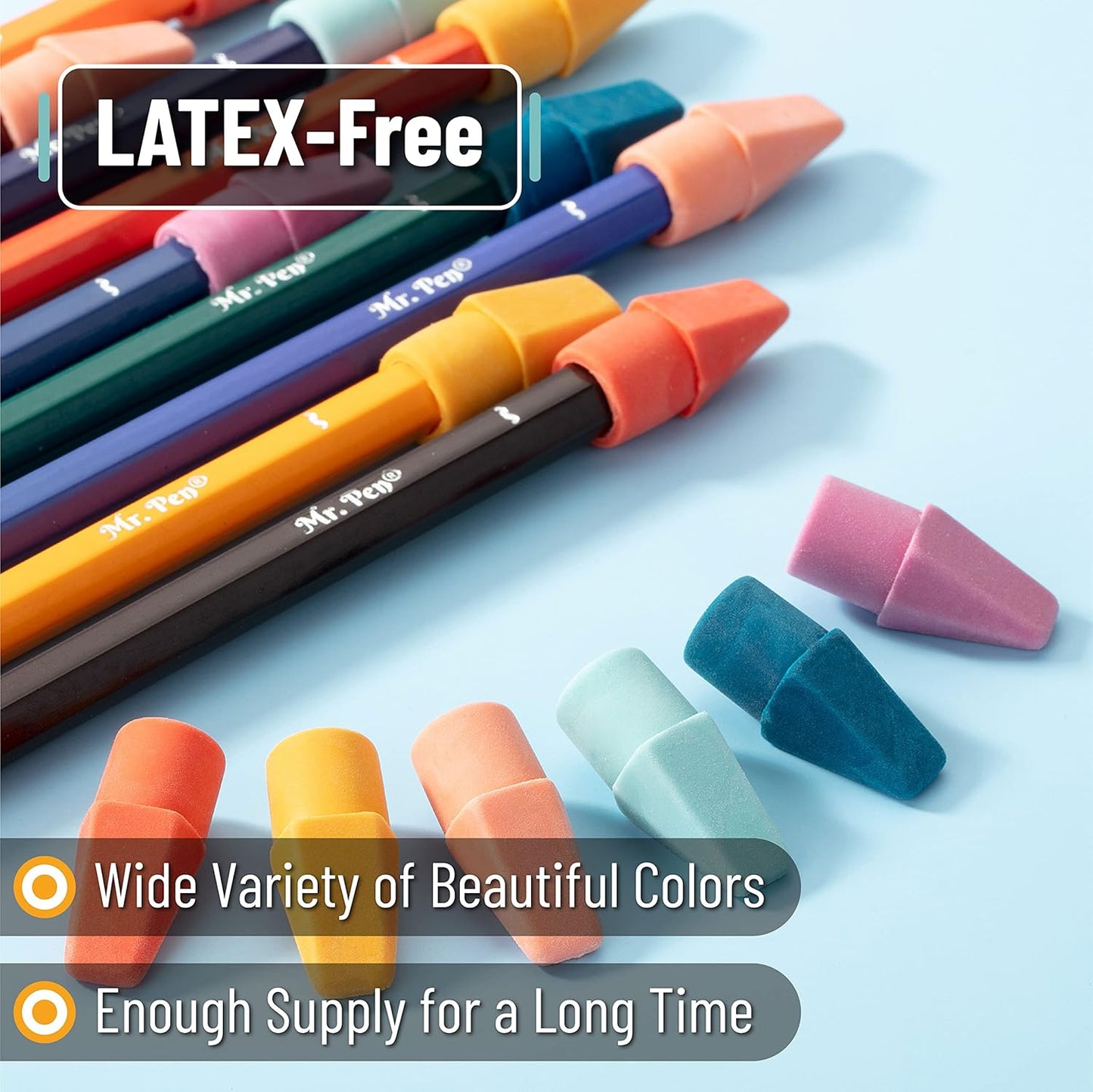 Mr. Pen- Pencil Eraser Toppers, 120 Pack, Vintage Colors, Cap Erasers, Pencil Top Erasers, Eraser Tops