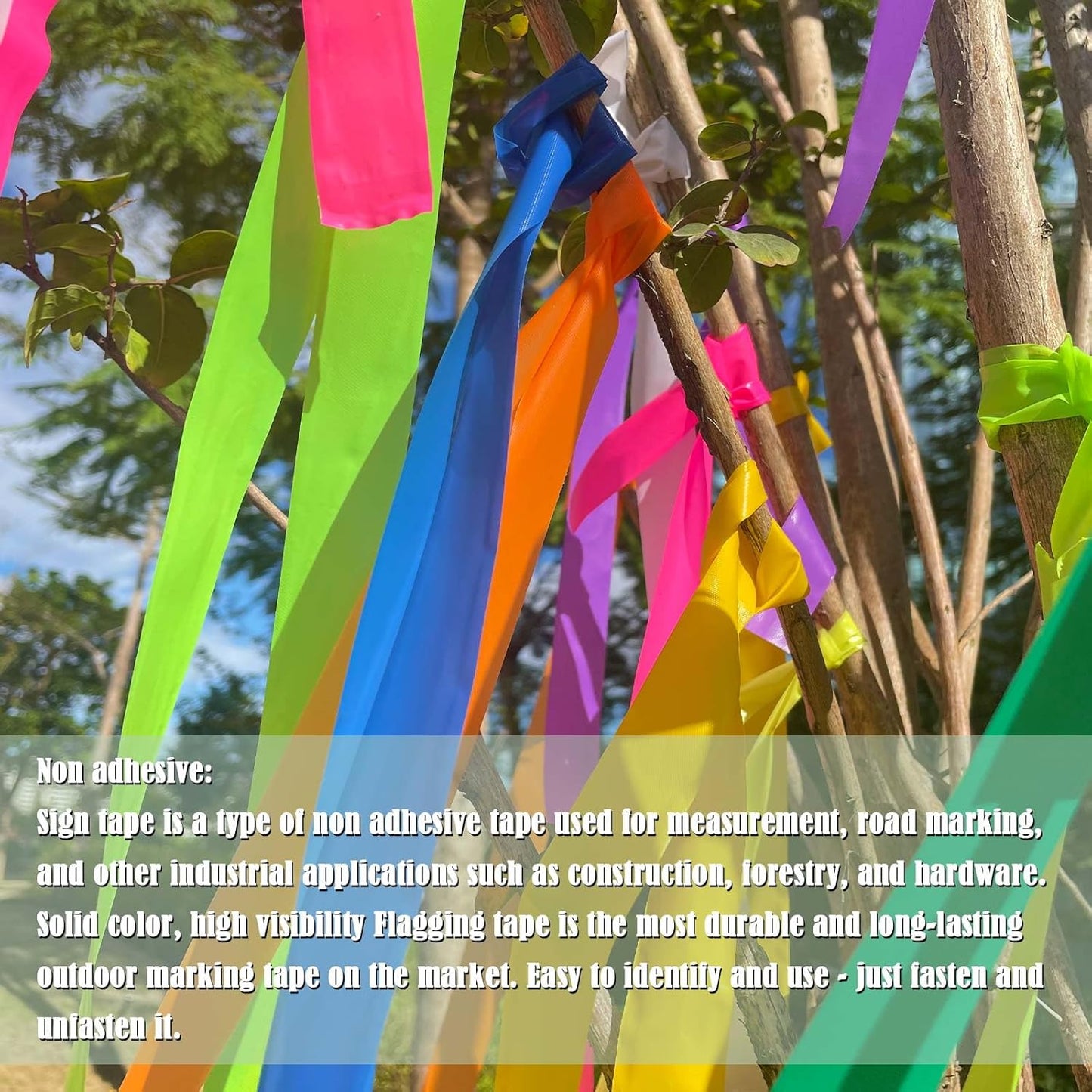 10 Pack White Flagging Tape, Non-Adhesive Plastic Ribbon Neon Marking Roll,1inch*2000ft, Marking Tape for Tree Marking, Hunting, Boundaries and Hazardous Areas,Trail Marking