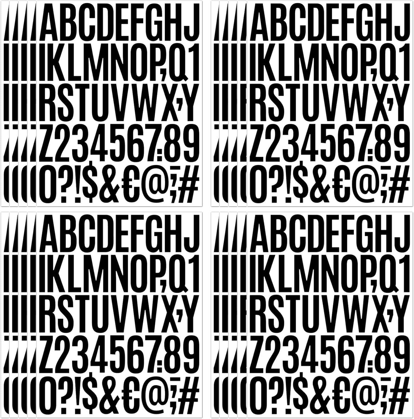 1000 Pcs 2 Inch Waterproof Letter Stickers - Self-Adhesive Vinyl Includes 20 Sheets of Alphabet, Numbers & Symbols for Mailbox, Door, Window, Address, Business Signs, Vehicles & More (Black)