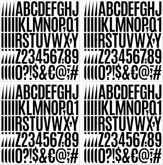1000 Pcs 2 Inch Waterproof Letter Stickers - Self-Adhesive Vinyl Includes 20 Sheets of Alphabet, Numbers & Symbols for Mailbox, Door, Window, Address, Business Signs, Vehicles & More (Black)