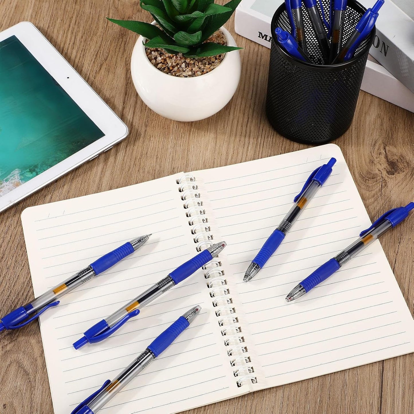 Jetec 250 Pcs Premium Gel Roller Pens Bulk, Fine Point 0.7 mm, Retractable Gel Ink Roller Ball Pens for Writing Journaling Taking Notes Office (Blue)