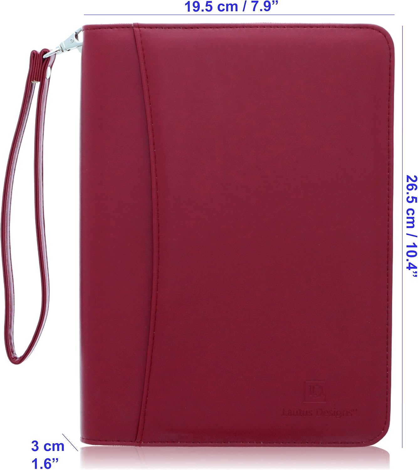 Zippered Portfolio Binder with Junior Legal 5x8 Notepad - Burgundy PU Faux Leather Business Padfolio Organizer Folder with 8 Inch Tablet Sleeve & Gift Box by Lautus Designs