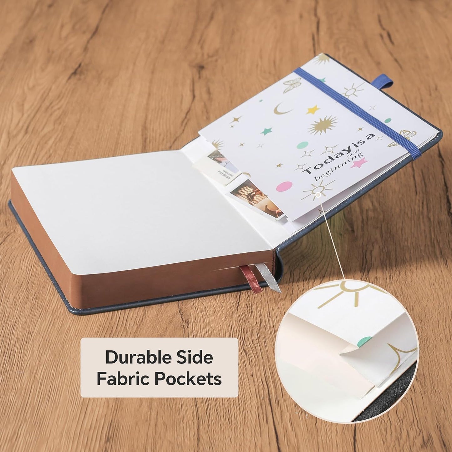 ZXHQ B5 360 Pages Lined Journaling Notebooks with Pen, Journals for Women Men Writing Notebook, Tree of Life Design, Brown Edge, Fine Inner Pocket - Blue