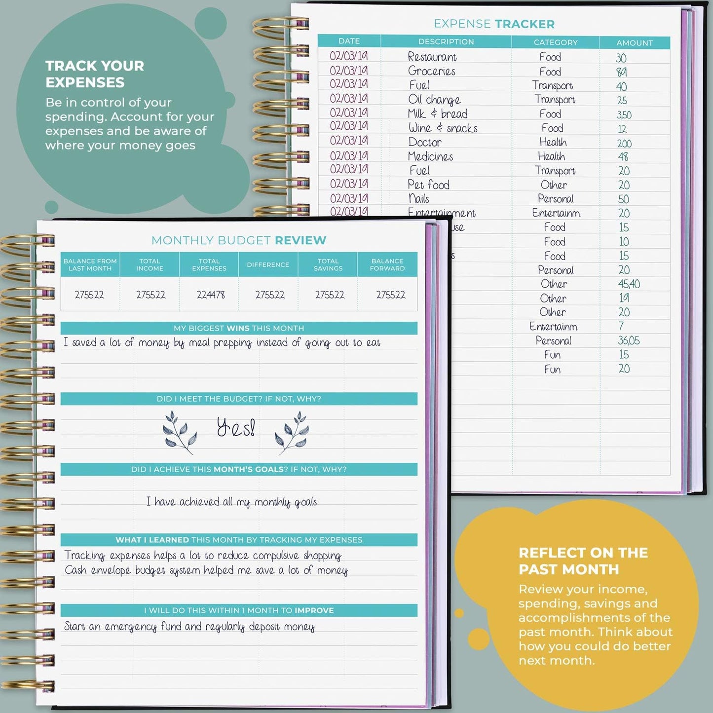 Clever Fox Budget Planner & Monthly Bill Organizer With Pockets. Expense Tracker, Budgeting Journal & Financial Book. Large, 8x9.5" (Black)