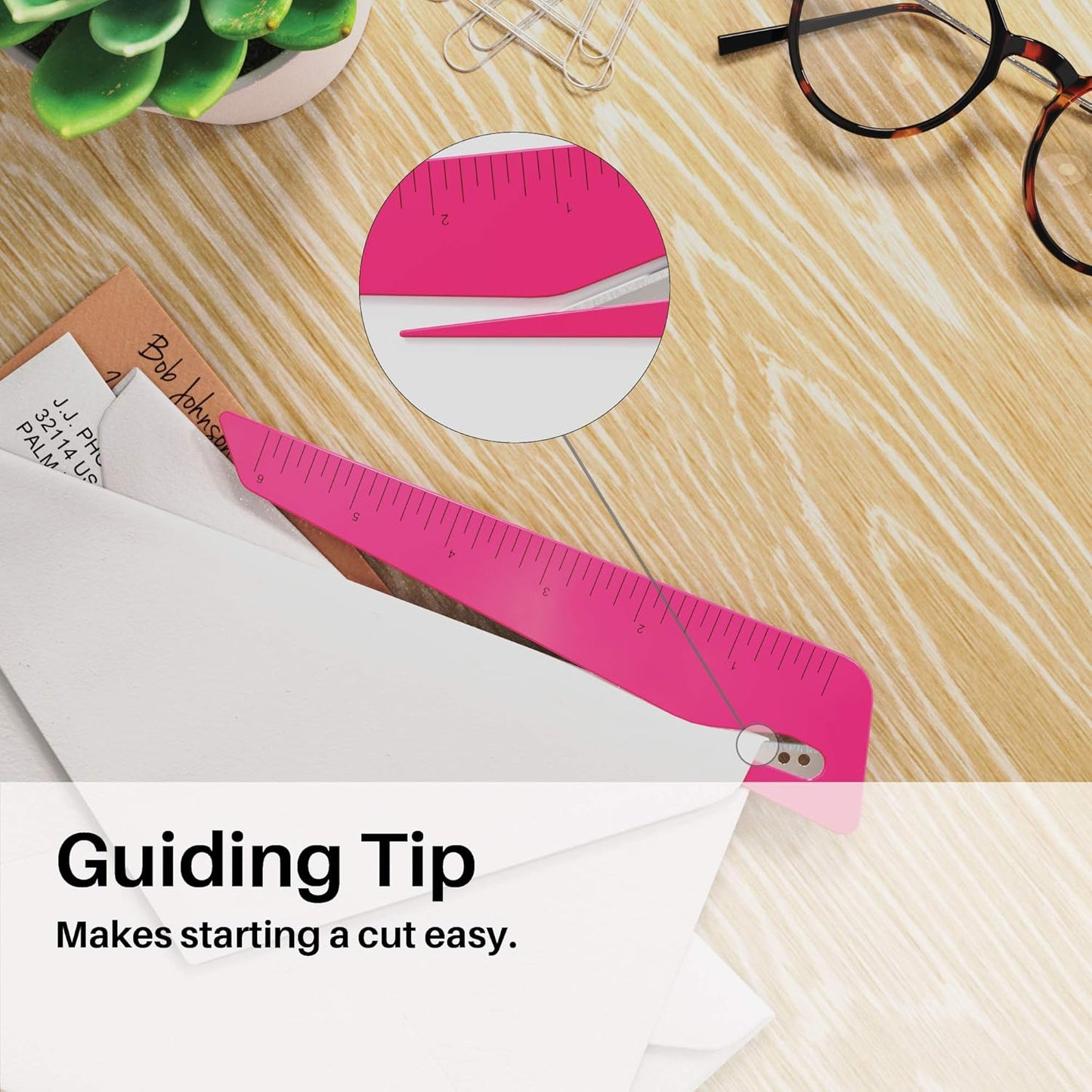 Uncommon Desks Ruler & Letter Opener Combo - Easy to Hold - Oversized Grip - Colorful 6 Inch Ruler - Envelope Opener w/Measuring Tool - Perfect for Crafts, Drafting, Sewing, & Drawing - (3 Pack)