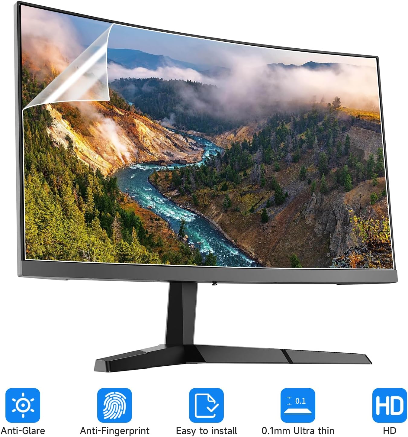 2 Pack 22 Inch 16:10 Display Anti Glare Screen Protector, Eye Protection Anti Scratch Matte Anti Glare Film for 22'' Computer Monitor