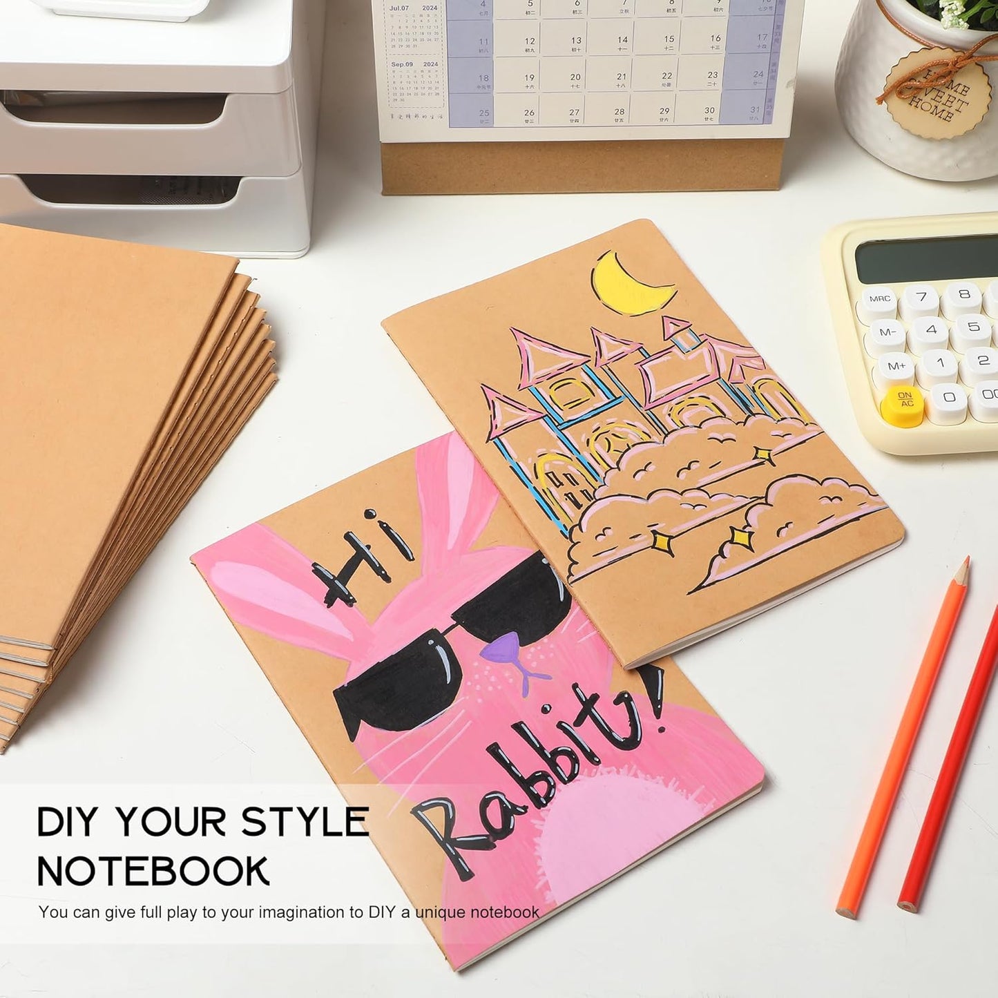 4 Pack Blank Kraft Notebooks, 8.3x5.5 Inches A5 Small Journals Bulk Blank Notebooks 80 Gsm Unlined with 60 Pages A5 Subject Notebooks Traveler Journal Set for Adult Students Back to School Supplies