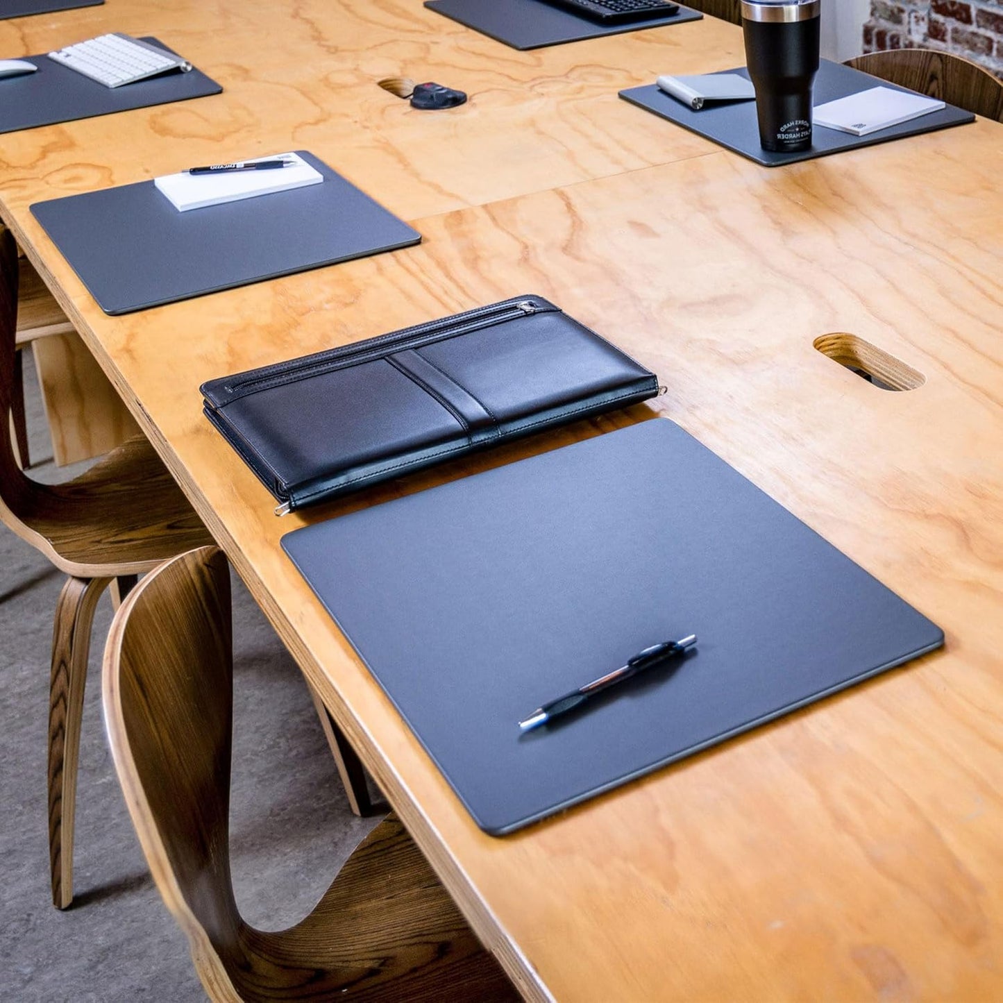 Dacasso 17" x 14" Gray Leatherette Luxury Conference Table Pad - Desk Blotter for Writing - Boardroom Organization & Executive Desk Decor