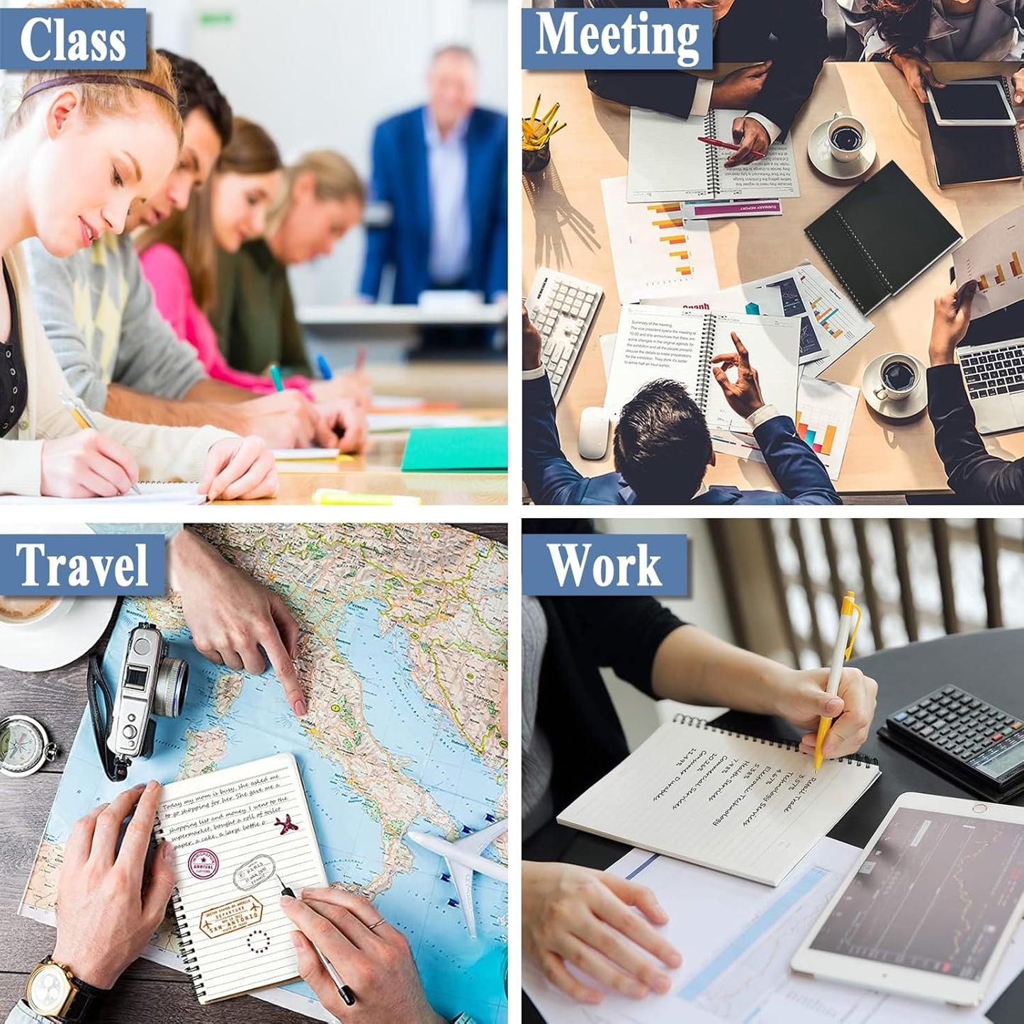 12Pack Small Spiral Notebook A5, 8.25x5.5” 120 Lined Pages Black Wide Ruled Spiral Journal Bulk Blank Kraft Cover Spiral Bound Notebook & Writing Pads for Home Office Meeting Work Note Taking