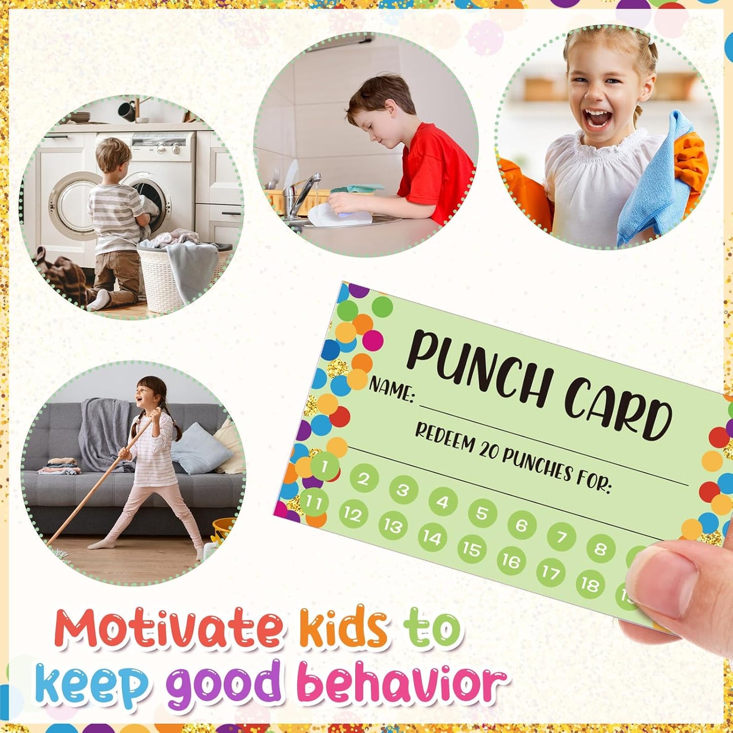 Fumete 400 Pcs Punch Cards for Classroom Reward Cards Behavior Incentive Loyalty Awards for Kids Students Teachers School Business, 8 Styles, 3.5 x 2 in(20 Polka Dots Punches Style)