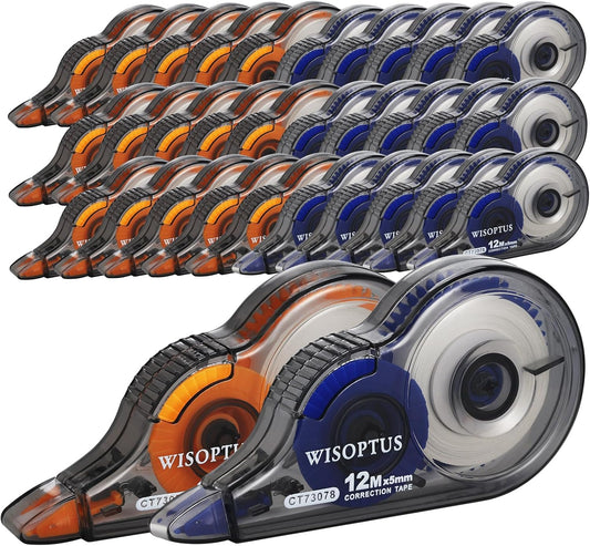 32PCS White Correction Tape with Dispenser, 39.37ft Each, Fast Clean and Easy-to-Use Tear-Resistant Correction Tape Office School Supplies, Blue/Orange