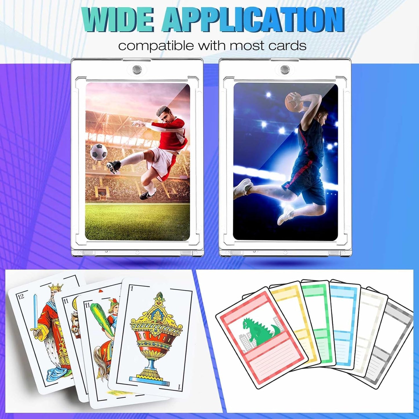 SATINIOR 200 Pcs 100 Pt Magnetic Card Holder, Holder Case Clear Protectors for Thick Baseball Football Hockey Cards