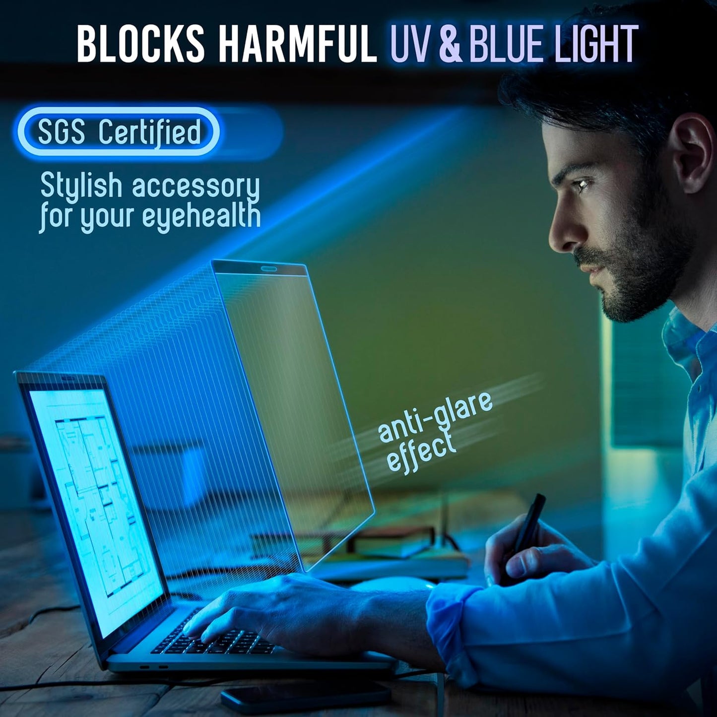 VINTEZ Magnetic Blue Light Screen Protector Compatible With MacBook Pro 13" 2016, 2017, 2018, 2019, 2020, 2021, 2022, 2023, M1, M2 Anti Blue Light Blocking Filter for Laptop