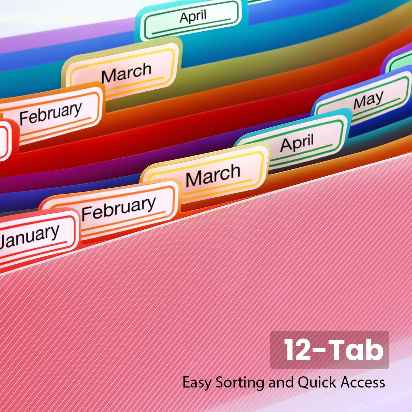 13 Pocket A6 Receipt Organizer, 2 Pack Small Accordion File Organizer, Coupon Organizer with Labels - Clear and Black