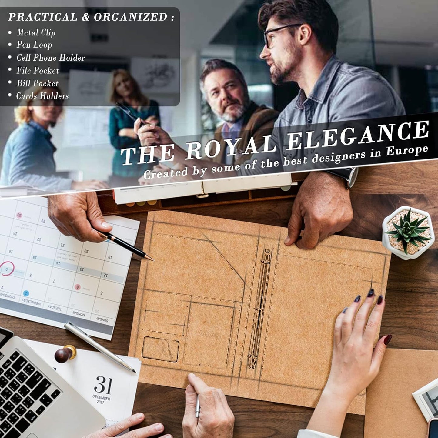 Darolin Business/Resume Portfolio Folder Binder, Padfolio with 3 Ring Binder, Interview/Conference/Legal Document Portfolio Organizer, Leather Portfolio Padfolio for Women/Men-BL