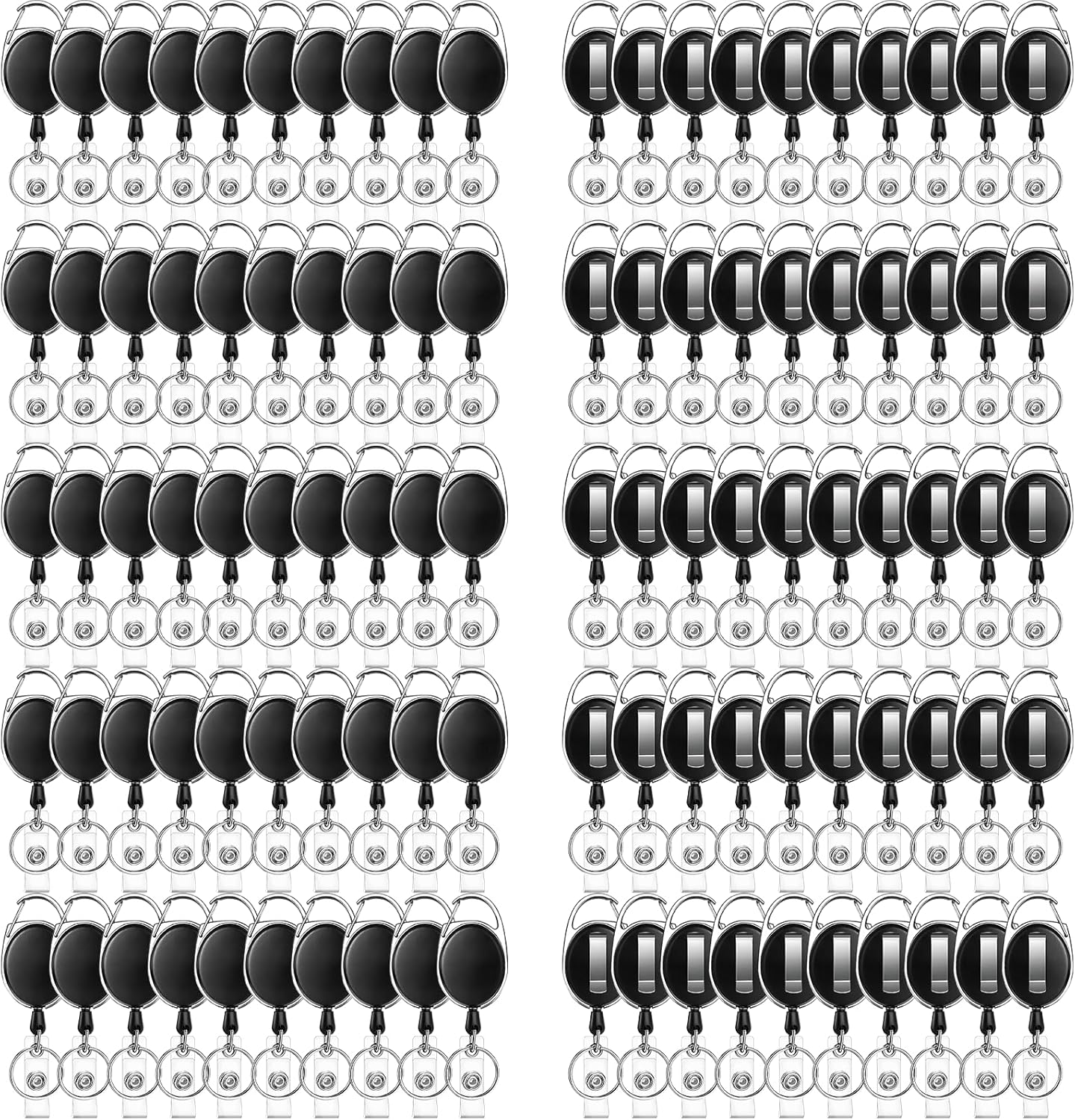 100 Pcs Badge Reel, ID Badge Holder Retractable Clip, Heavy Duty Keychain Badge Reel，Badge Clip, Bulk Lanyard for Wear Keys, ID Card, Name Hold