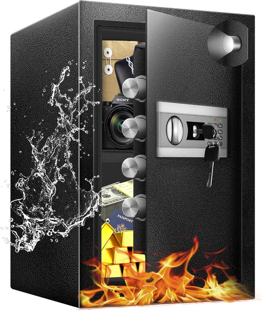 2.5 Cuft Fireproof Safe Box, Home Safe with Fireproof Waterproof, Anti-Theft Electronic Digital Security Box, Mute Function & Alert System, Safety Personal Combination lock for Document Jewelry Cash