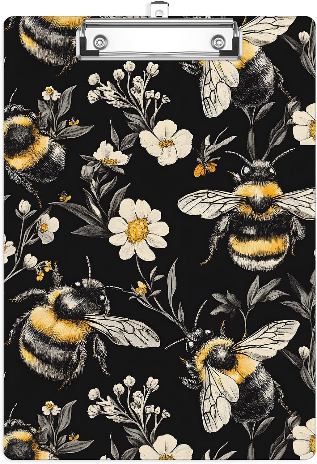 Honeybee White Daisy Plastic Clipboards,Cute Fashion Clipboard Decorative 8.5" x 12.5"Standard A4 Size Clipboards,Acrylic Clipboard for Teacher,Social Worker,Students,Nurse,Office Supplies