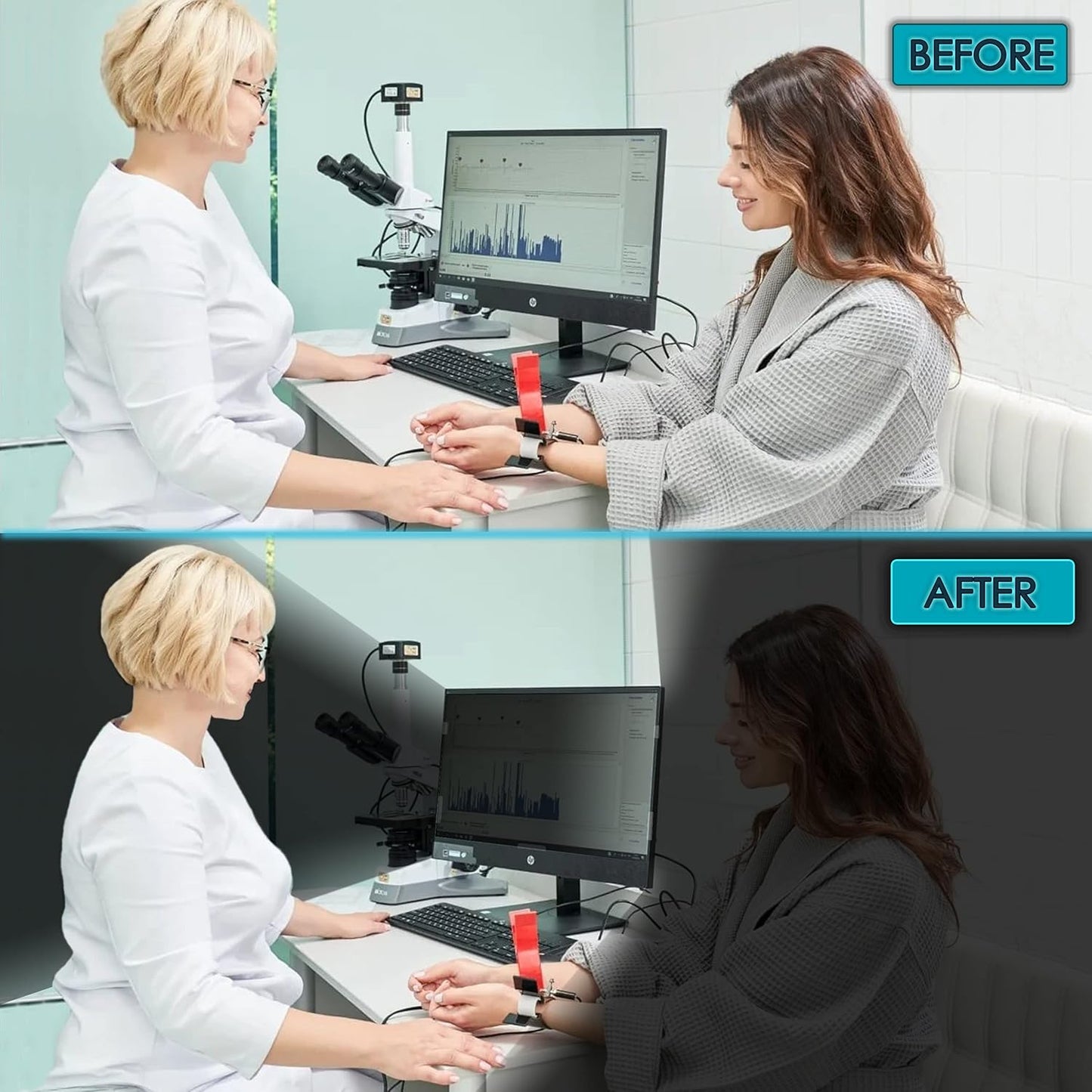 Privacy Screen Filter for 19 inches Desktop Computer Monitor, Screen Protector size is 16.1 inch width x 10.1 inch height. Anti Blue Light and Anti Glare