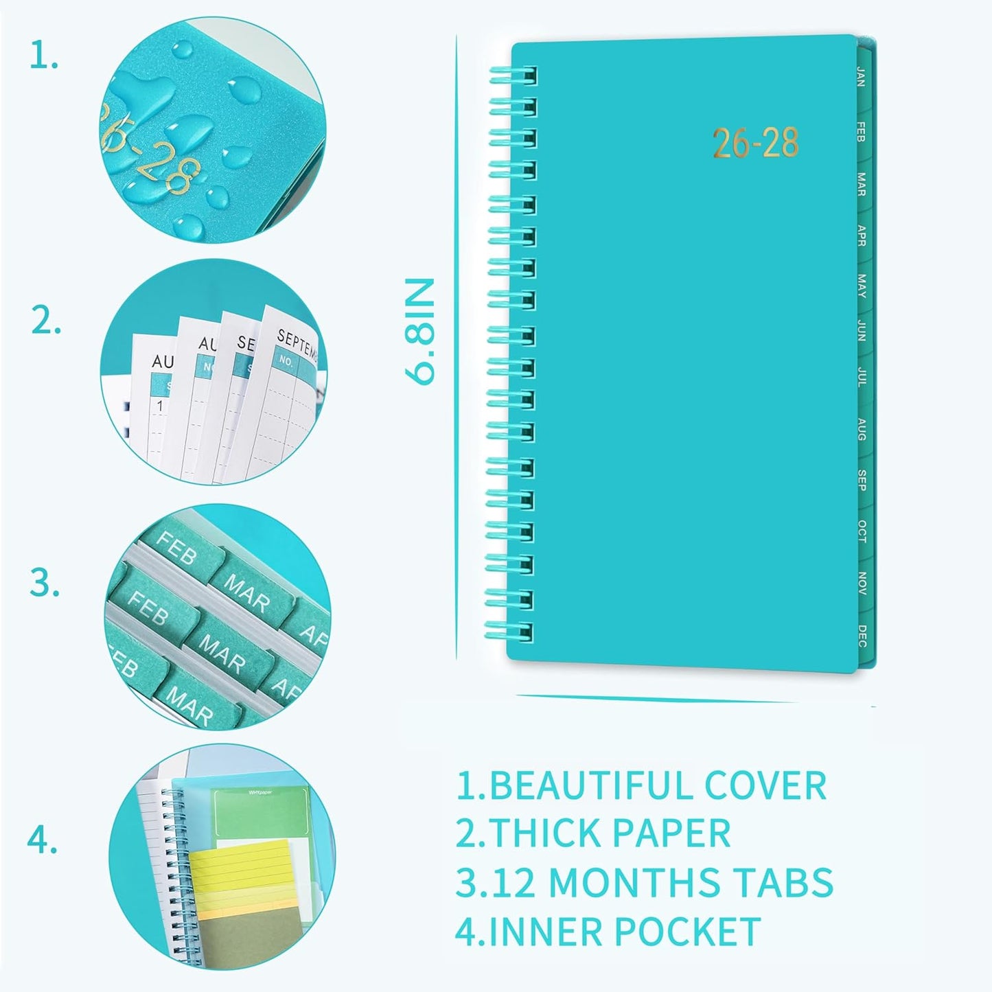 Pocket Calendar 2026-2028 - 3 Year Monthly Pocket Planner 2026-2028 from Jan. 2026 to Dec. 2028, 2026 Planner for Purse with Flexible & Waterproof Cover, 6.5" x 3.9"