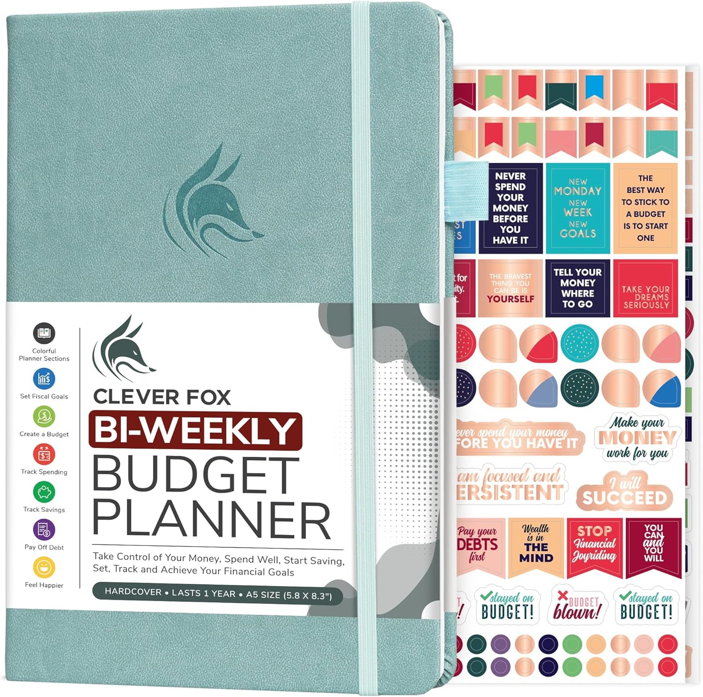 Clever Fox Bi Weekly Budget Planner – Undated Financial Organizer Book – Expense Tracker, Budgeting & Bill Notebook, A5 (Blue Surf)