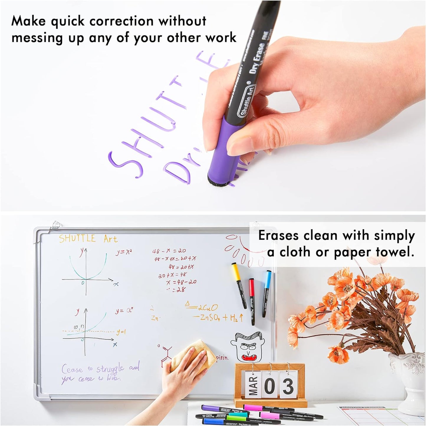 Shuttle Art Dry Erase Markers, 15 Colors Magnetic Whiteboard Markers, Fine Point, Perfect For Writing on Whiteboards, Dry-Erase Boards,Mirrors for School Office Home
