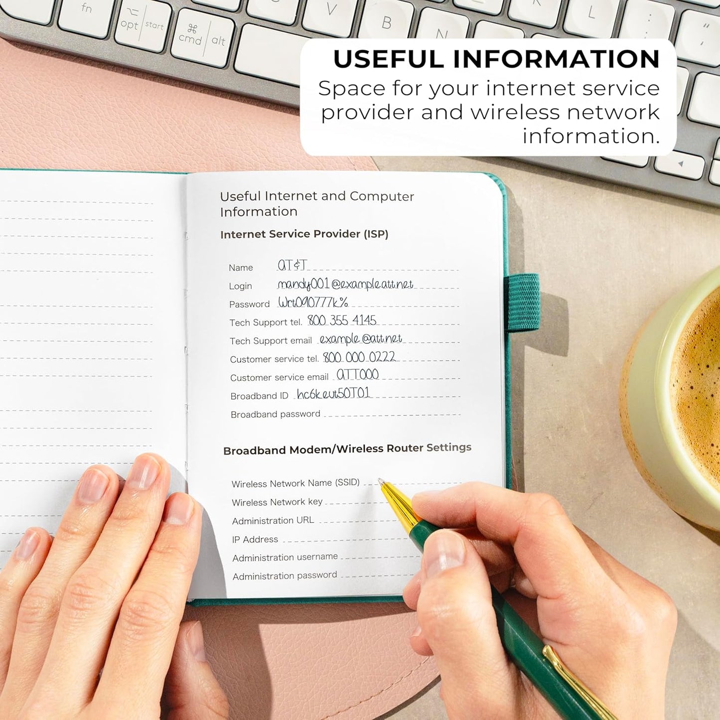 Clever Fox Password Book with alphabetical tabs. Internet Address Organizer Logbook. Small Pocket Password Keeper for Website Logins (Aquamarine)