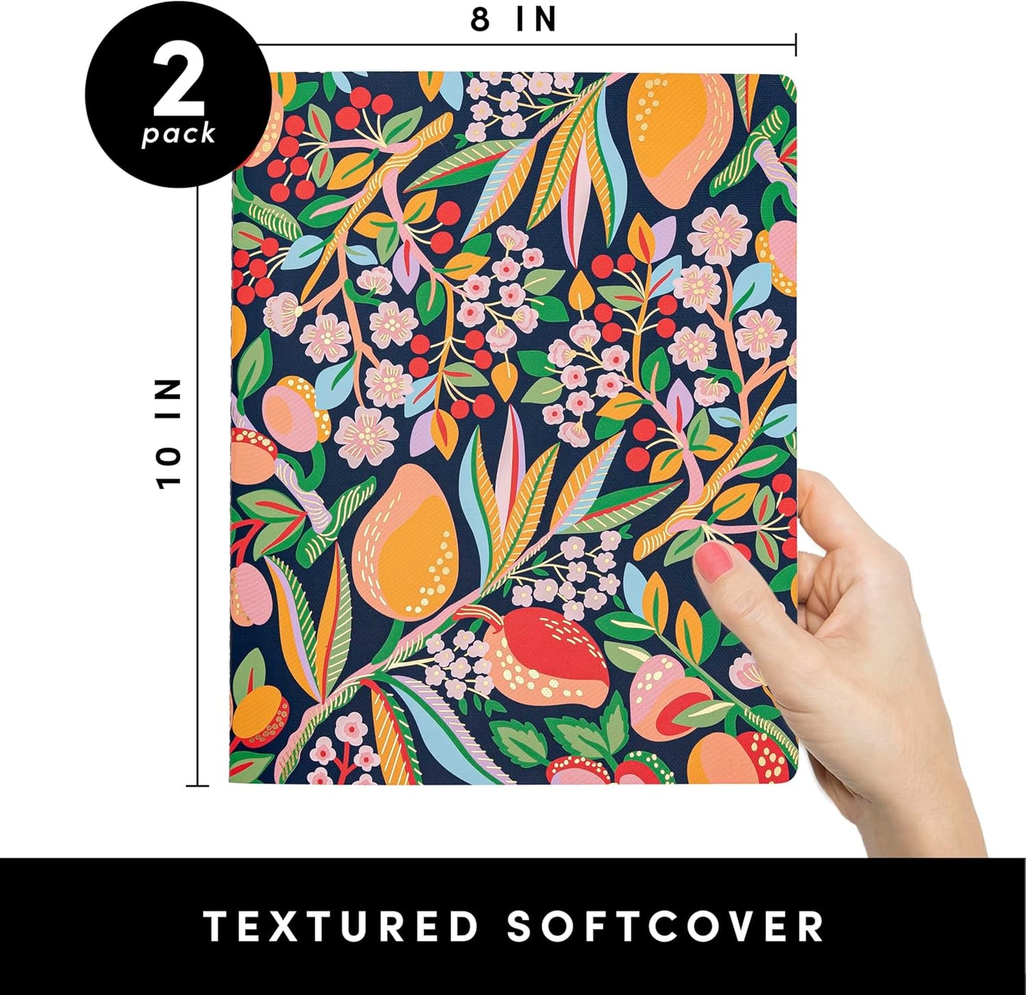 PAPERAGE Soft Cover Lined Journal Notebook, 2 Pack, (Cherry Blossom), 100 Pages, Large 7.5 inches x 9.5 inches, College Ruled, Ideal for Note Taking & Travel Journal