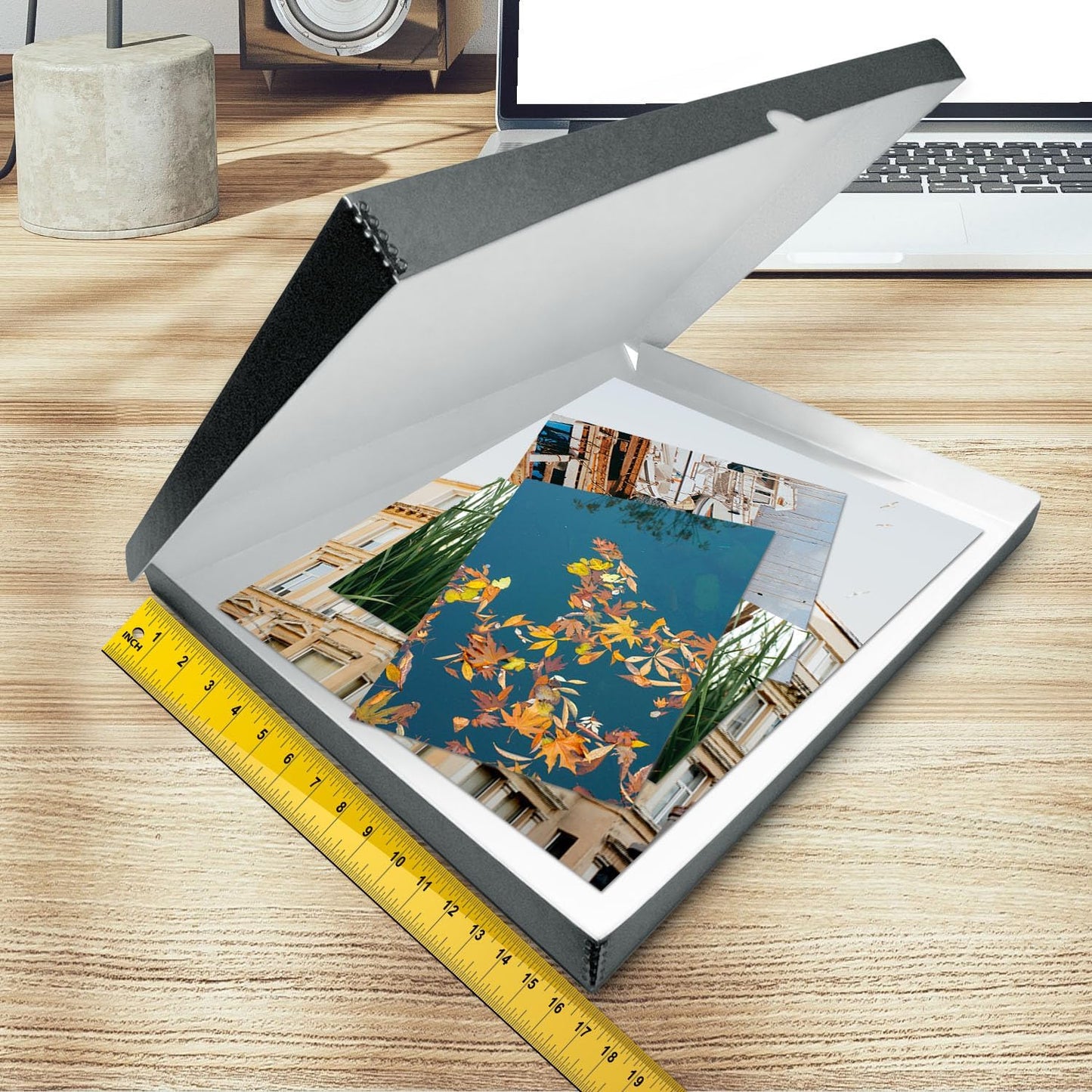 Golden State Art, Archival Folio Storage Box 16x20, Clamshell Design with Metal Edge, Preserve And Store Photos Documents Cards Prints Arts Crafts DIY, Gray