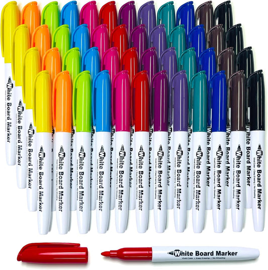 SFAIH Dry Erase Markers Fine Point 12 Colors, 48 Pack (4 Dozen) - Bulk Low Odor Whiteboard Markers for Departments, Training Rooms, Art Class | 5 Sizes: 12/24/48/72/144 Packs